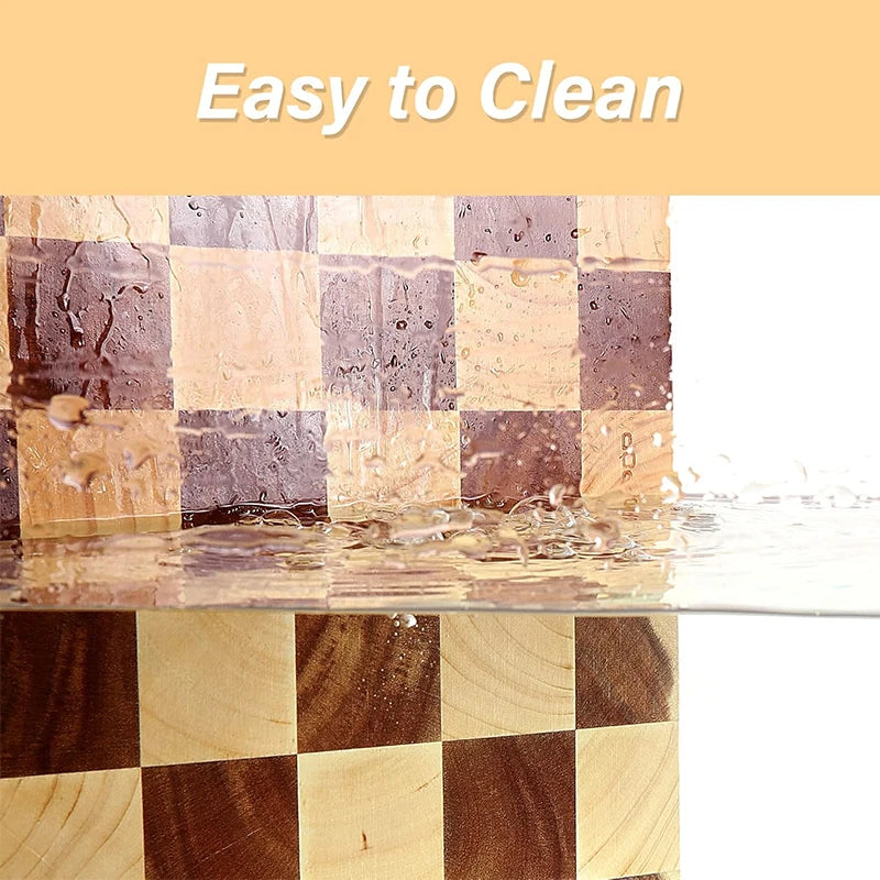 Rubberwood End Grain Cutting Board Reversible Heavy-Duty Chopping Block for Meat Vegetables Bread Cheese Kitchen Serving Platter | Lonoma