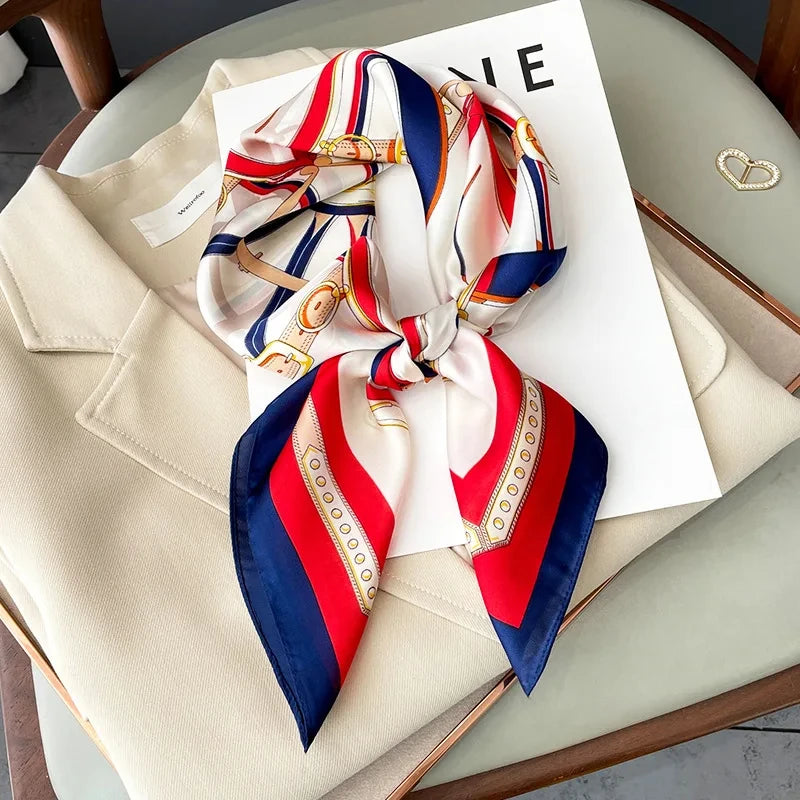 Printed Square Scarf 27.5 × 27.5 in Polyester Silk-Feel Headband Neck Wrap Hair Accessory for Women Spring Summer Fall Winter Versatile | Lonoma