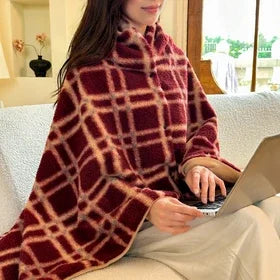 Plush Throw Blanket Plaid Wearable with Pockets Soft Fleece for Couch Bed Travel Fall Winter Home Decor | Lonoma