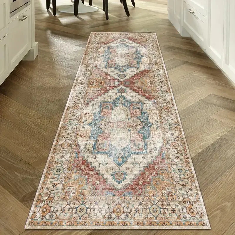Long hallway runner rug - VIKAMA Washable Hallway Runner Rug for Home Decor Vintage Long Kitchen Carpets with Non Slip Backing Rug for Living Room Bedroom