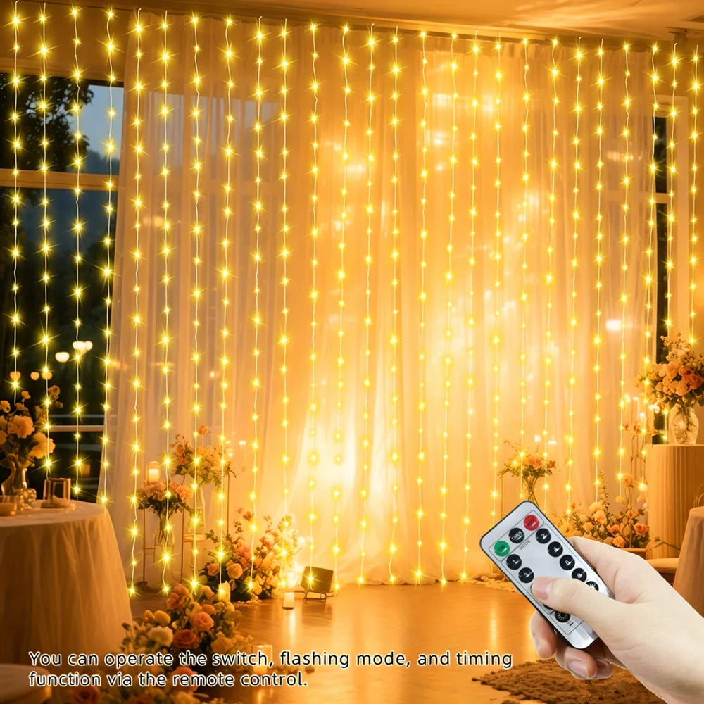 LED Curtain String Lights USB 8 Modes Fairy Lights for Bedroom Wedding Party Holiday Decor Indoor Outdoor Waterfall Twinkle Lights | Lonoma