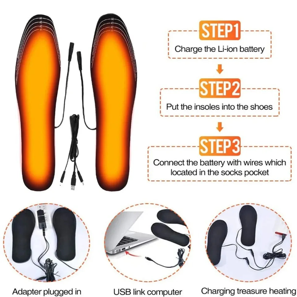 Rechargeable Electric Heated Shoe Insoles Trim-to-Fit Winter Foot Warmers for Skiing Hiking Outdoor Work | Lonoma