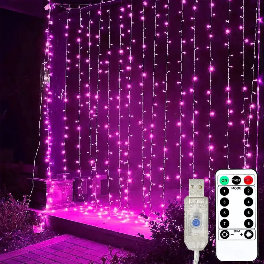 LED Curtain String Lights USB 8 Modes Fairy Lights for Bedroom Wedding Party Holiday Decor Indoor Outdoor Waterfall Twinkle Lights | Lonoma