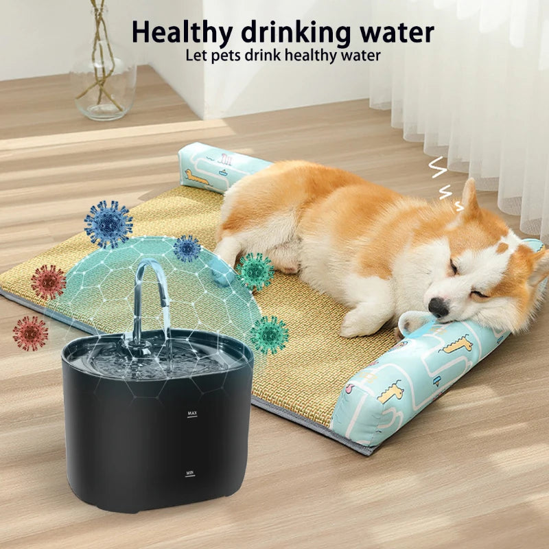 Automatic Pet Water Fountain with Stainless Steel Faucet for Cats and Dogs 2.2L Capacity Quiet Pump | Lonoma