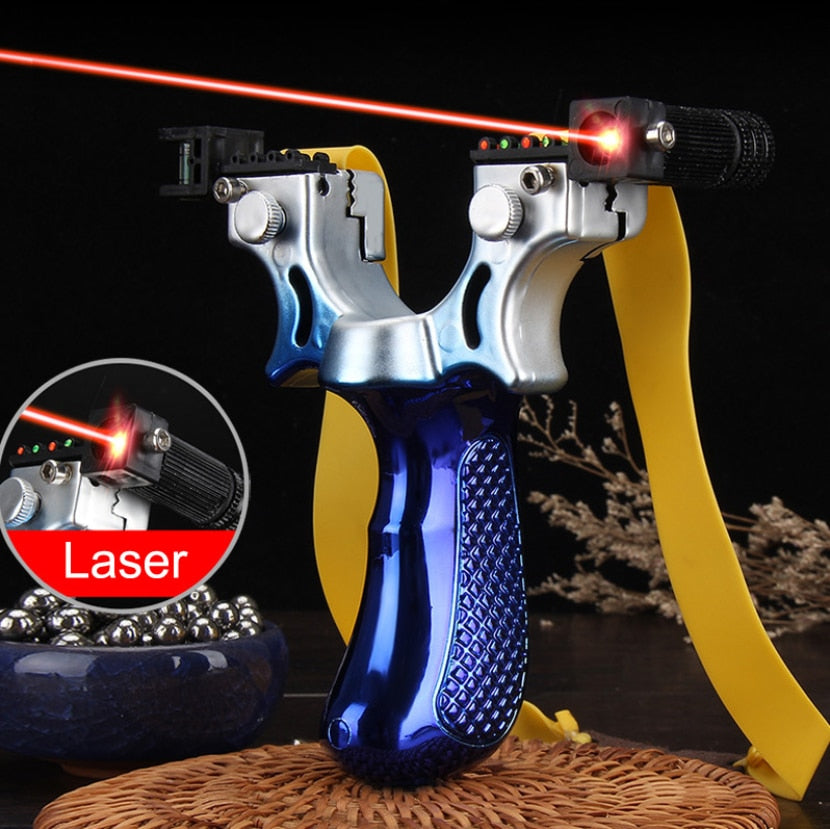 Precision Slingshot with Laser Sight, Black Metal Alloy Frame for Outdoor Target Practice, Backyard Sport and Recreational Shooting | Lonoma