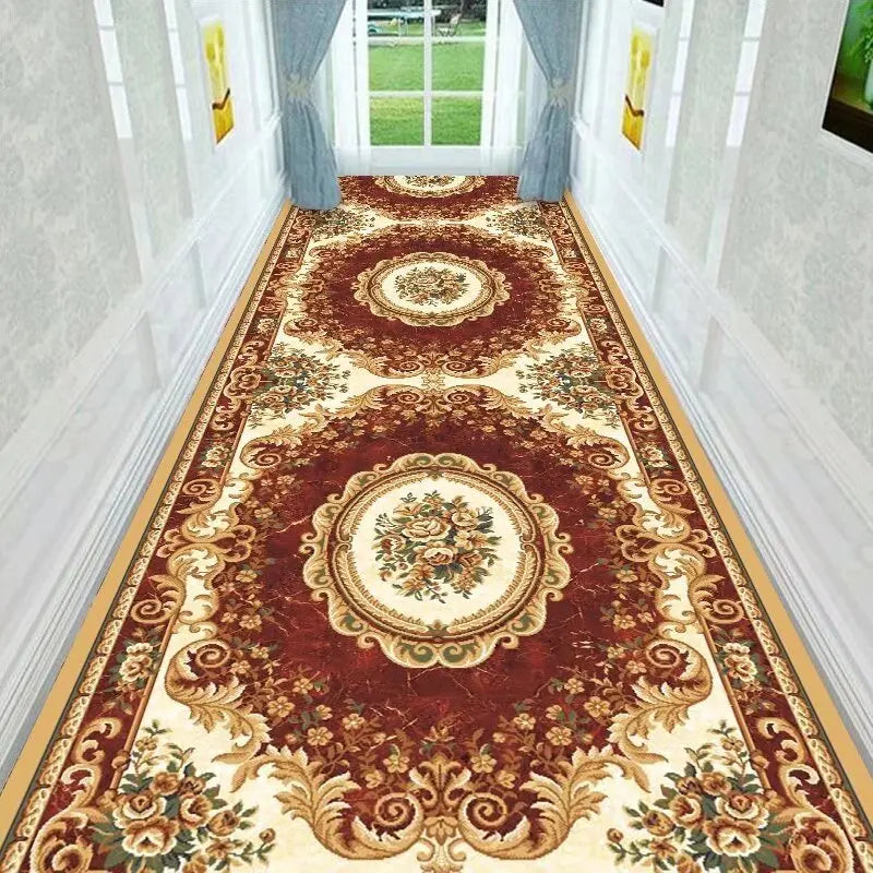 Hallway Runner Rug Soft Low-Profile Non-Slip Backing Foldable for Stairs Entryway Balcony Persian-Style Geometric Print Machine-Washable | Lonoma