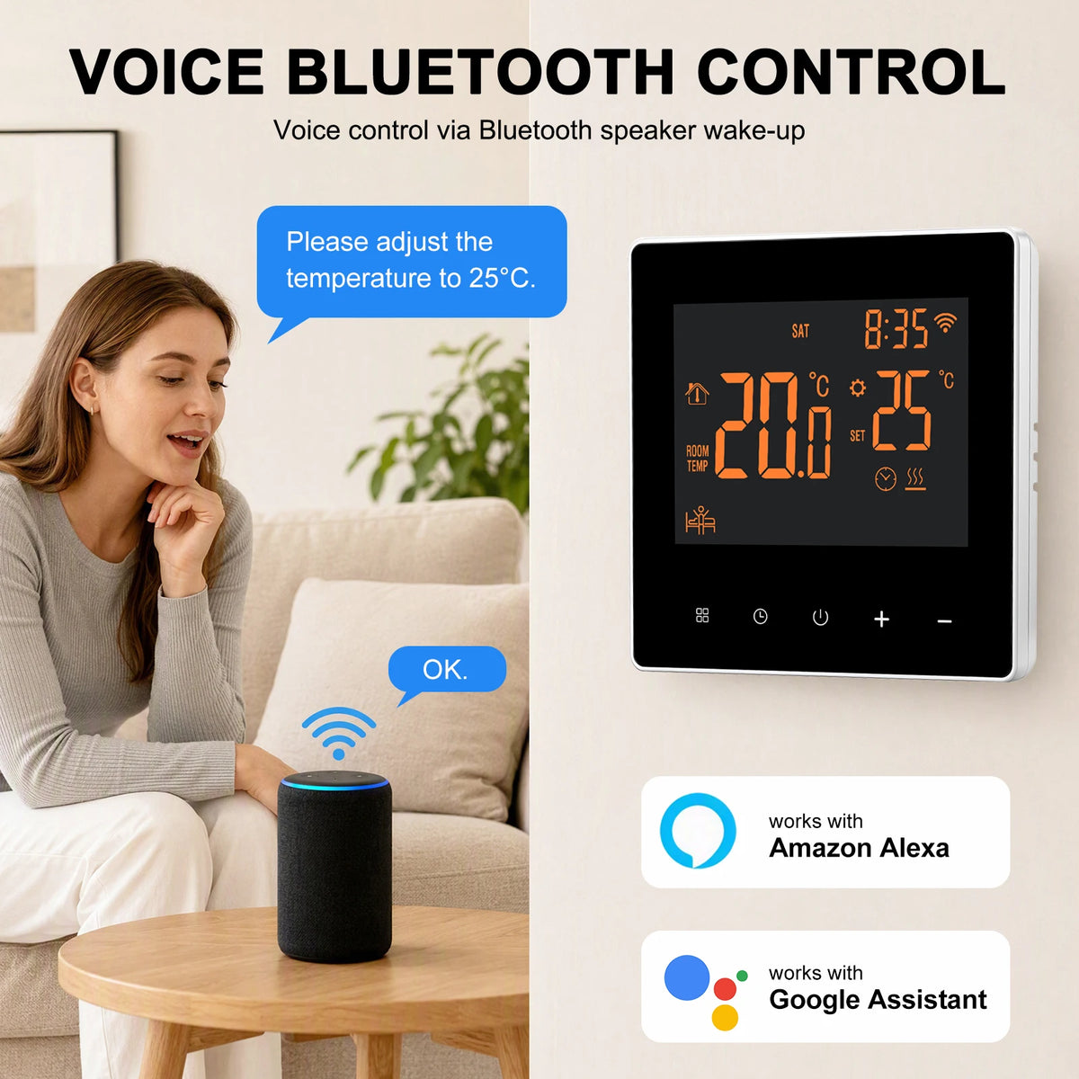 WiFi Smart Thermostat for Electric Floor Heating 16A Programmable Temperature Controller Touchscreen Alexa Google Home Compatible Weekly | Lonoma