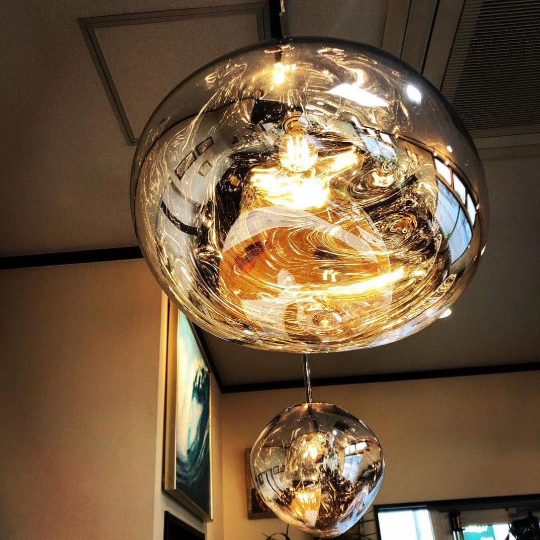 Reflective Globe Pendant Light with Adjustable Height | Mirrored Sphere Hanging Lamp in Multiple Finishes | Modern Statement Lighting for | Lonoma