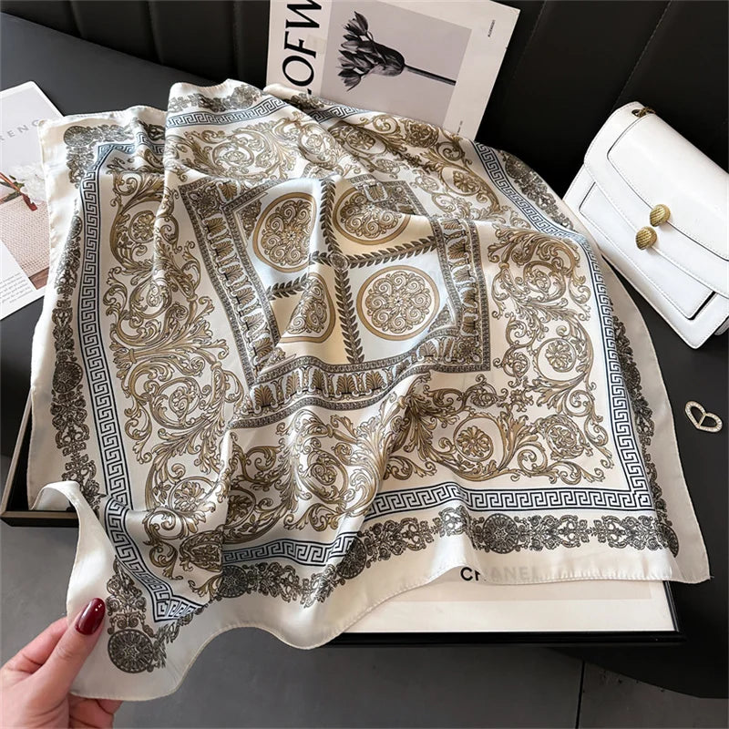 Printed Square Scarf 27.5 × 27.5 in Polyester Silk-Feel Headband Neck Wrap Hair Accessory for Women Spring Summer Fall Winter Versatile | Lonoma