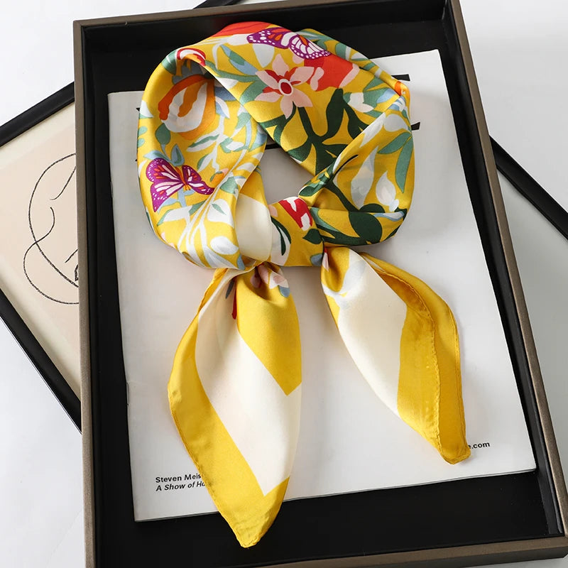 Square Satin Scarf for Women Hair Wrap Neck Scarf Headband Versatile Fashion Accessory Lightweight Printed Bandana | Lonoma