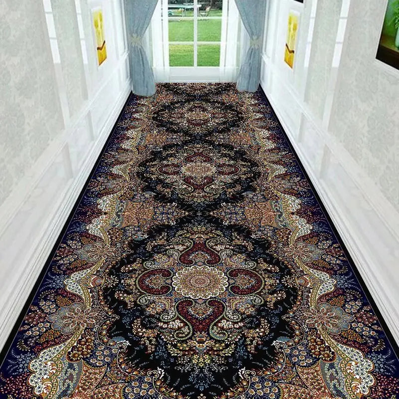 Hallway Runner Rug Soft Low-Profile Non-Slip Backing Foldable for Stairs Entryway Balcony Persian-Style Geometric Print Machine-Washable | Lonoma