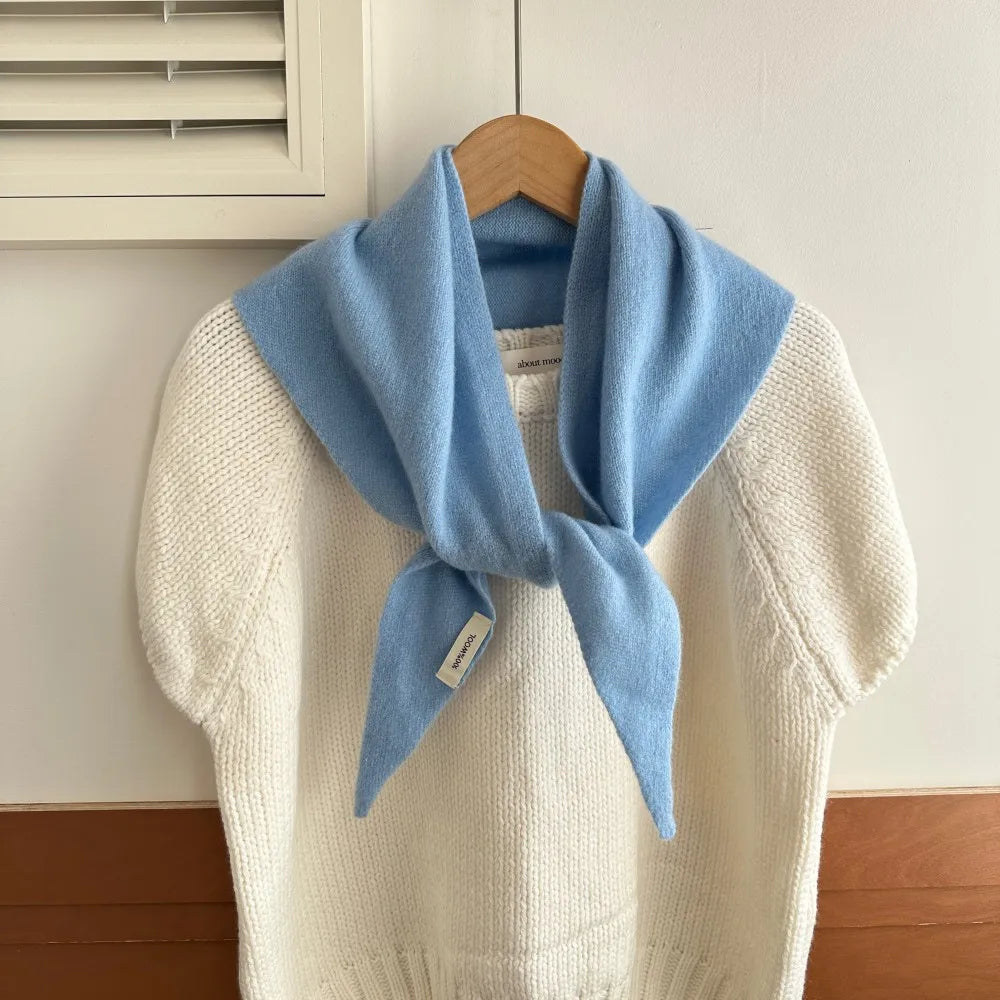 Pure Wool Winter Scarf for Women Oversized Knit Triangle Wrap Shawl Solid Color Lightweight Head Scarf Cold Weather Accessory | Lonoma