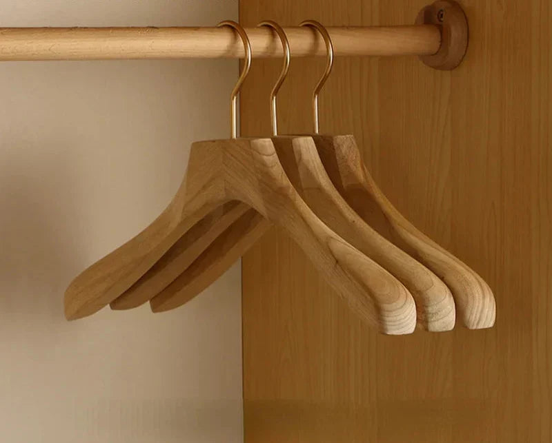 Camphor Wood Suit Hangers, Wide Shoulder Wooden Coat Hangers Set of 2 with Non-Slip Bar for Jackets, Blazers & Closet Organization | Lonoma