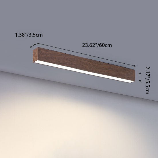 Wood Ceiling Light Linear LED Flush Mount 24 × 47 in Aluminum Frame Integrated Strip for Living Room Bedroom Dining Office Japandi | Lonoma