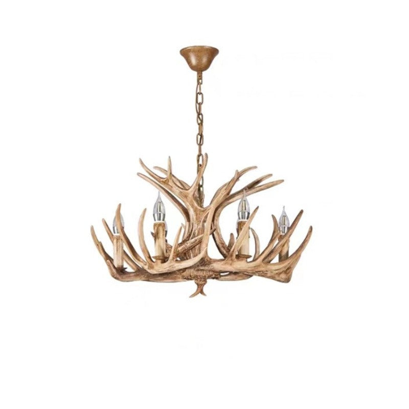 Antler Chandelier Resin Fixture Metal Frame Traditional Style Pendant 6 8 10 Light Options Adjustable Chain Candelabra Base E12 for Dining | Lonoma