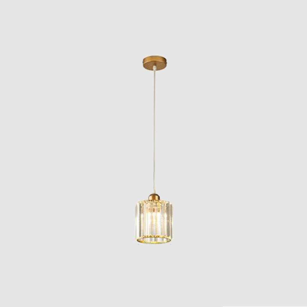 Cylinder Glass Drop Light Fixture with Metal Frame | Adjustable Hanging Height for Kitchen Island and Dining Area | E27 Socket | Lonoma
