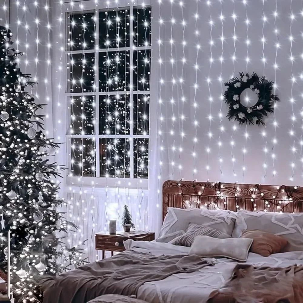 Battery Powered LED Curtain String Lights 8 Modes Hanging Fairy Lights for Bedroom Wedding Holiday Indoor Decor | Lonoma