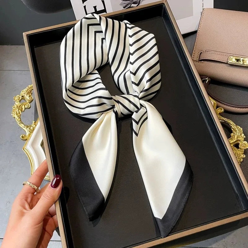 Square Silk Scarf for Women with Printed Design for Hair Neck or Handbag Accent Accessory | Lonoma