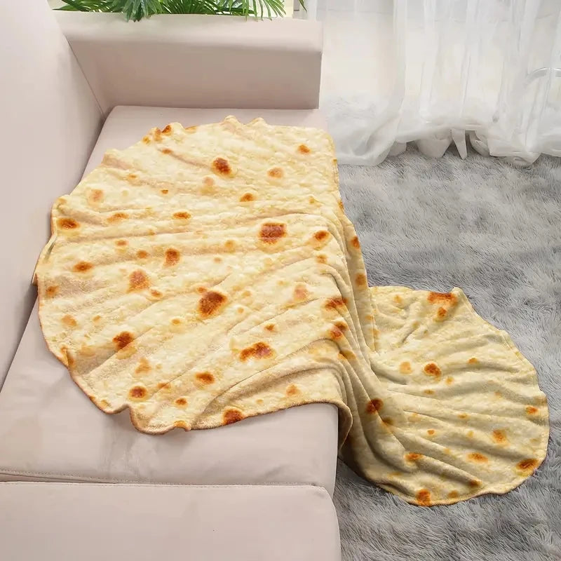 Round Tortilla Print Fleece Throw Blanket – Soft Lightweight Polyester for Couch Bed Travel Camping Picnic | Lonoma
