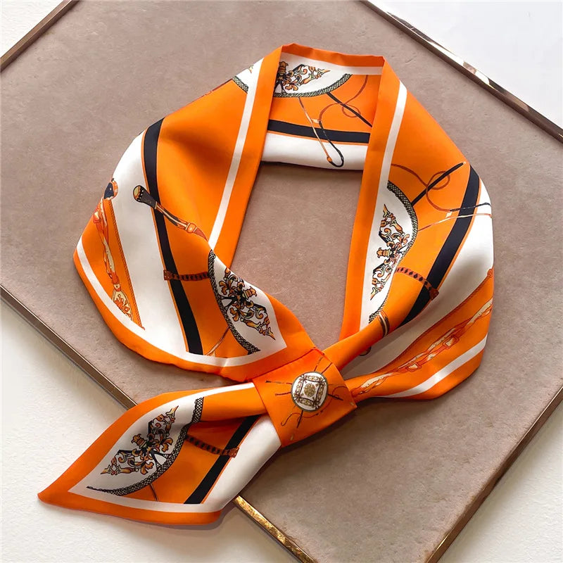 Silk-Feel Horse Print Skinny Scarf for Women Neck Wrap Hair Tie Wrist Accessory Satin Ribbon Bandana Fashion Neckerchief Lightweight | Lonoma