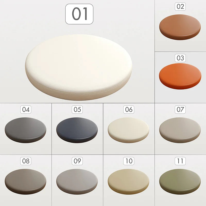 Memory Foam Seat Cushion Round Non-Slip Faux Leather Dining Chair Pad Bar Stool Topper for Kitchen Office Home | Lonoma