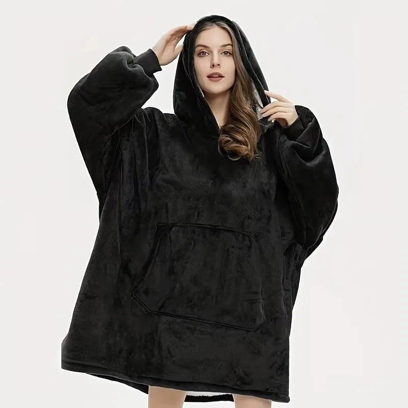 Oversized Wearable Blanket Hoodie with Kangaroo Pocket – Ultra Soft Fleece Reversible Throw Sweatshirt for Couch Lounging, Relaxing at | Lonoma