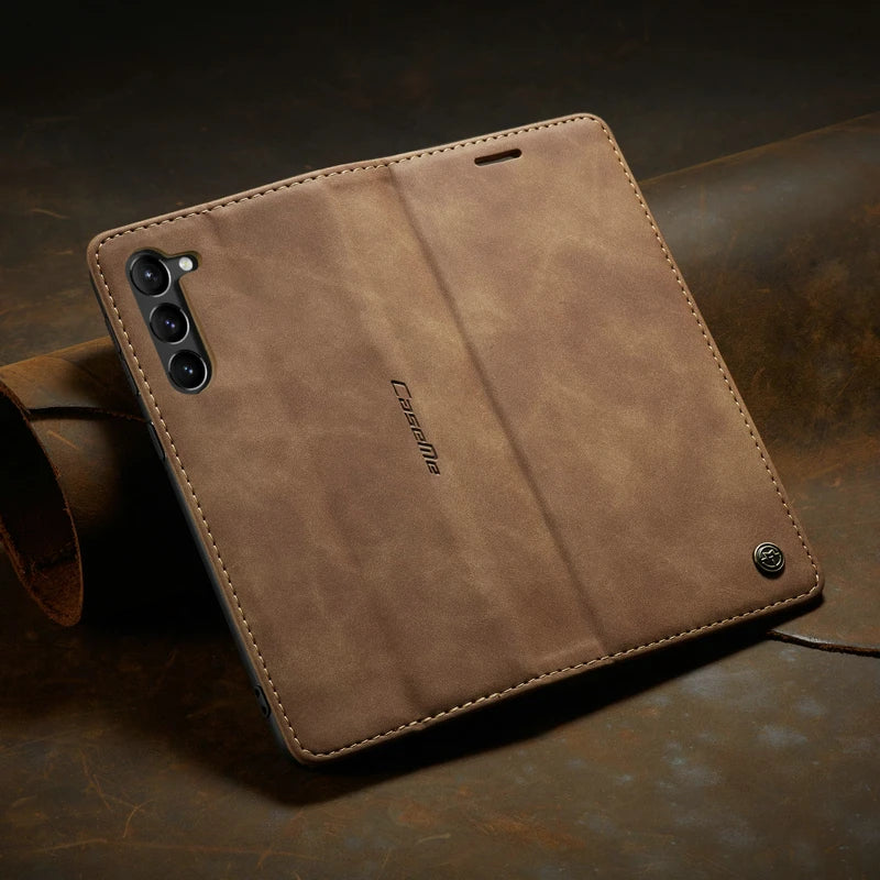 Magnetic Flip Wallet Phone Case for Samsung Galaxy with Card Slots and Kickstand Premium Faux Leather Folio Cover | Lonoma