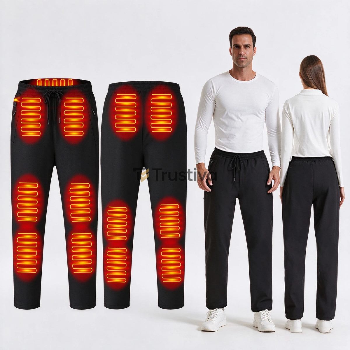 USB Heated Winter Pants 12-Zone Warming Cotton Thermal Trousers Unisex Cold Weather Gear for Men Women Outdoor Skiing Fishing Hiking | Lonoma