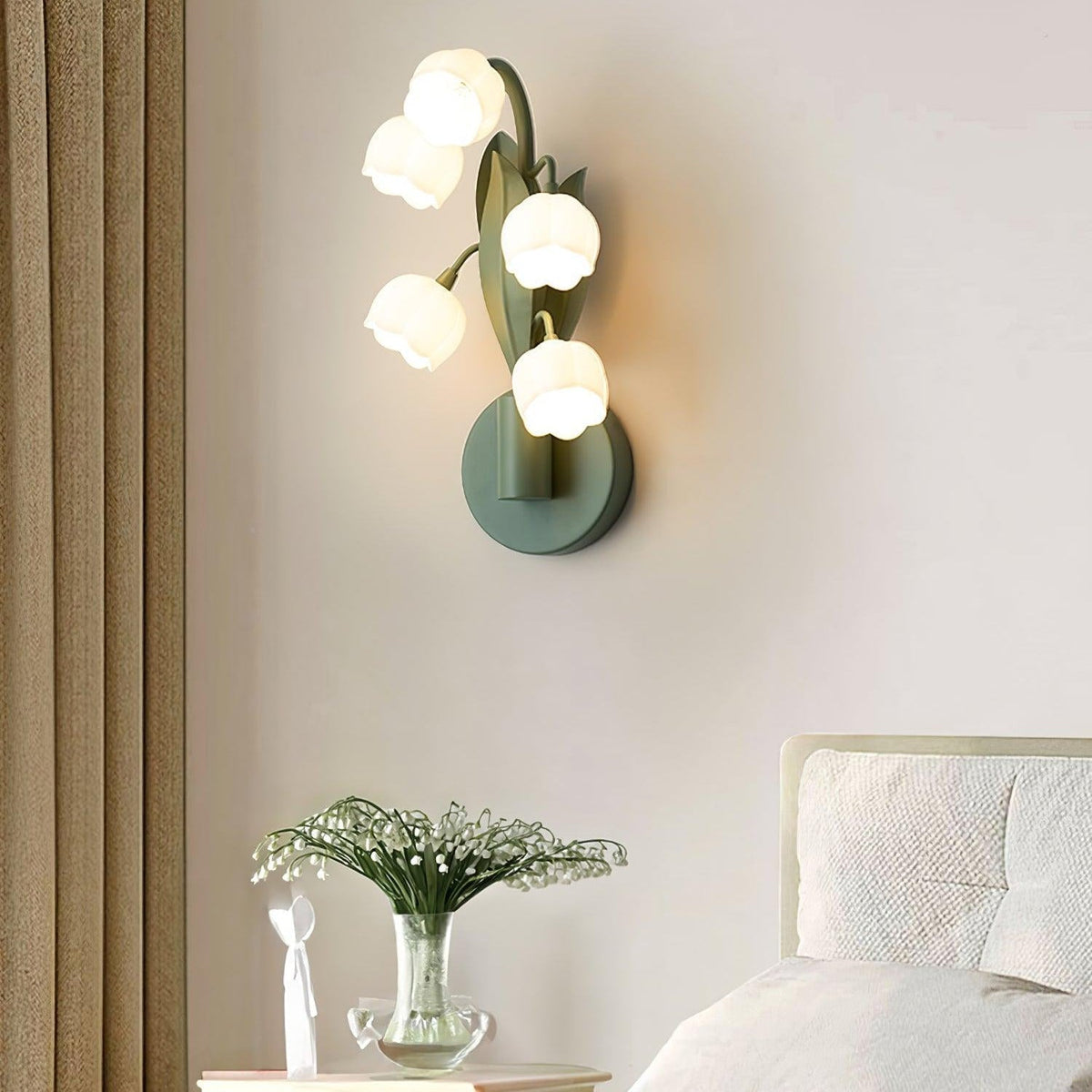 Botanical Orchid Wall Sconce with Leaf Detail for Bedroom, Hallway, Bathroom – Metal & Polycarbonate Indoor Light | Lonoma