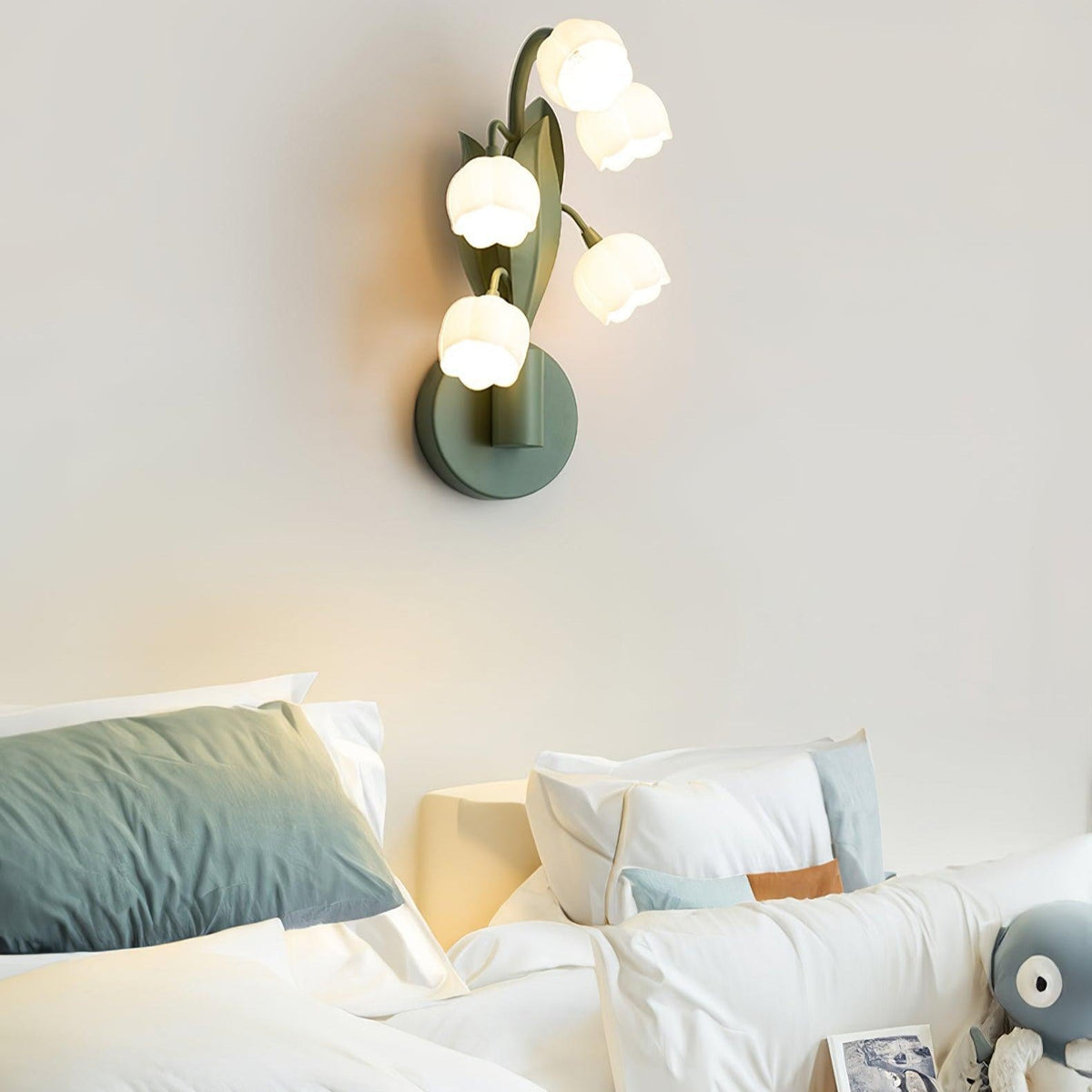 Botanical Orchid Wall Sconce with Leaf Detail for Bedroom, Hallway, Bathroom – Metal & Polycarbonate Indoor Light | Lonoma