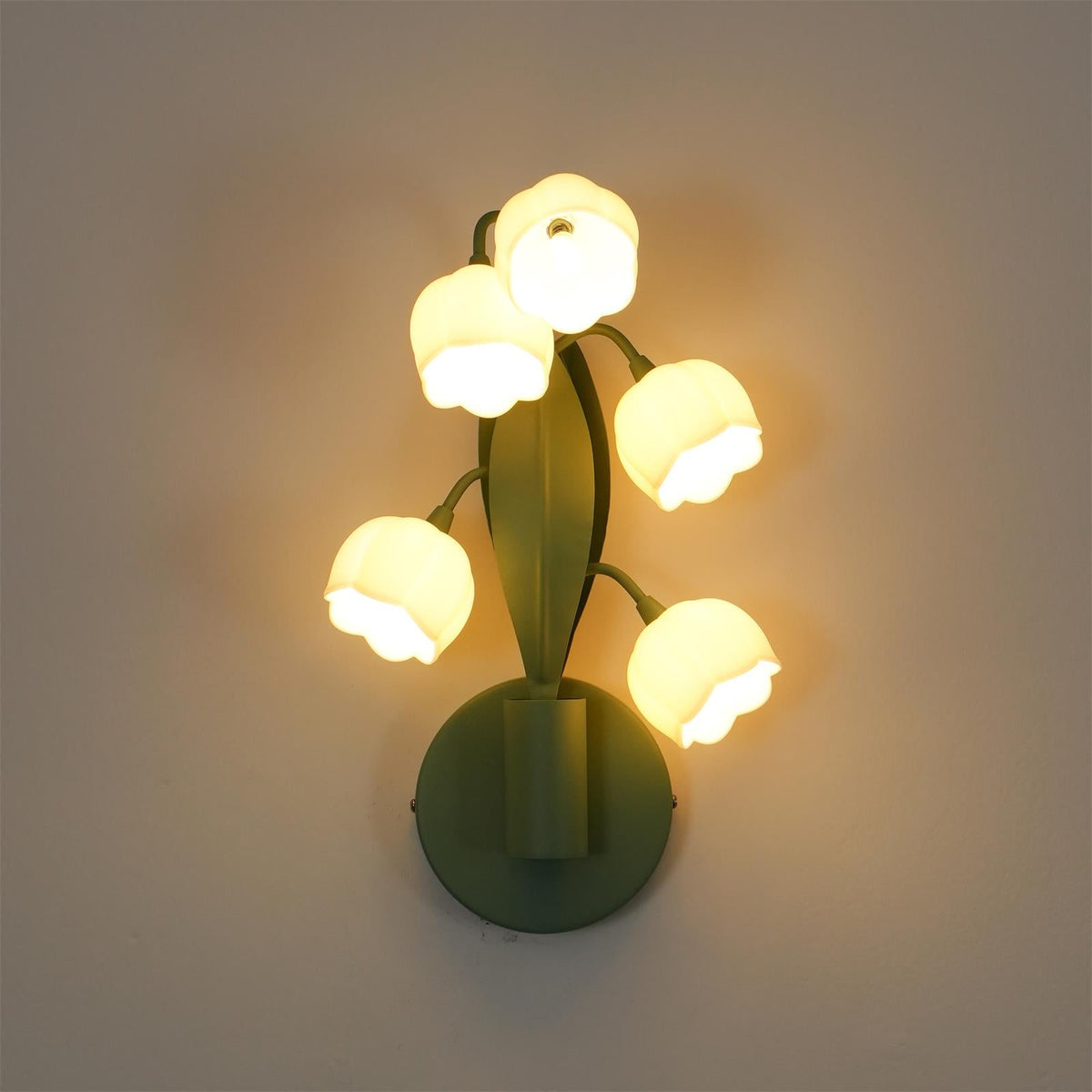 Botanical Orchid Wall Sconce with Leaf Detail for Bedroom, Hallway, Bathroom – Metal & Polycarbonate Indoor Light | Lonoma