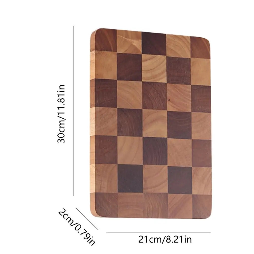 Solid Wood Cutting Board with Checkerboard Pattern for Kitchen Prep and Serving | Thick Beech Chopping Block for Vegetables Meat Fruit | Lonoma