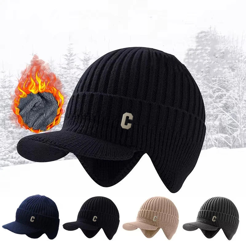 Knit Beanie Hat Unisex Winter Warm Cuffed Windproof Fleece Lined Cold Weather Cap for Skiing Snowboarding Outdoor Activities | Lonoma