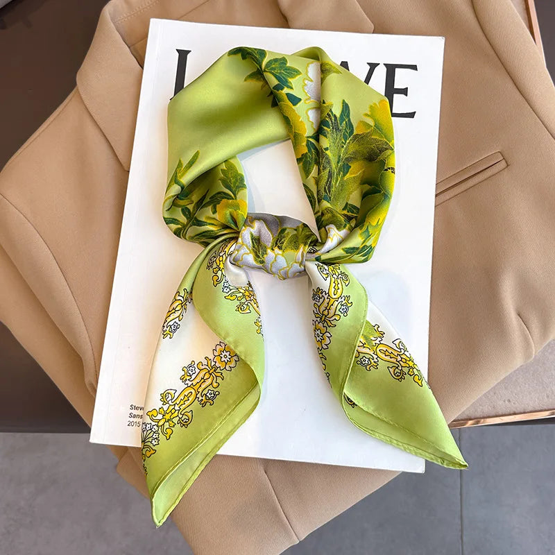 Printed Square Scarf 27.5 × 27.5 in Polyester Silk-Feel Headband Neck Wrap Hair Accessory for Women Spring Summer Fall Winter Versatile | Lonoma