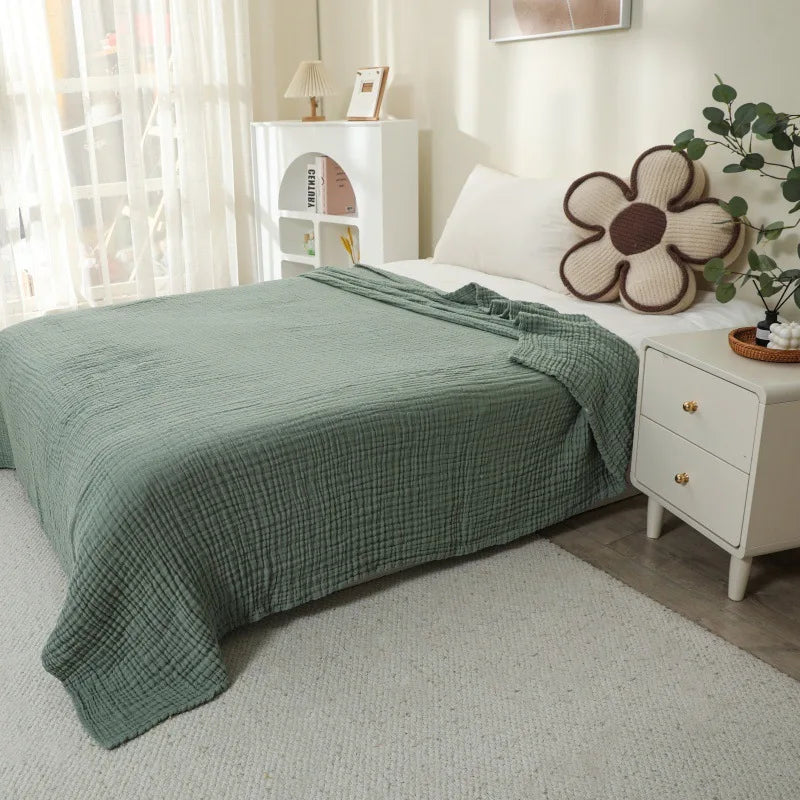 Cotton Muslin Throw Blanket 6-Layer Breathable Lightweight All-Season Comfort for Bed Couch Sofa Living Room Bedroom | Lonoma
