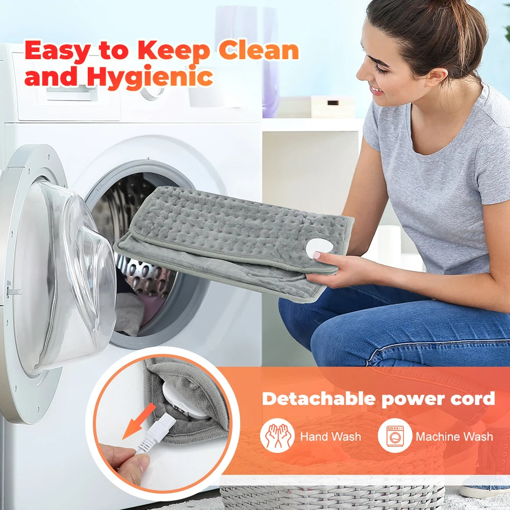 Electric Heating Pad 70W Gray 15.75 × 15.75 in 9-Speed Adjustable Warmth Timer Washable Portable for Hands Feet Home Office Couch Winter | Lonoma