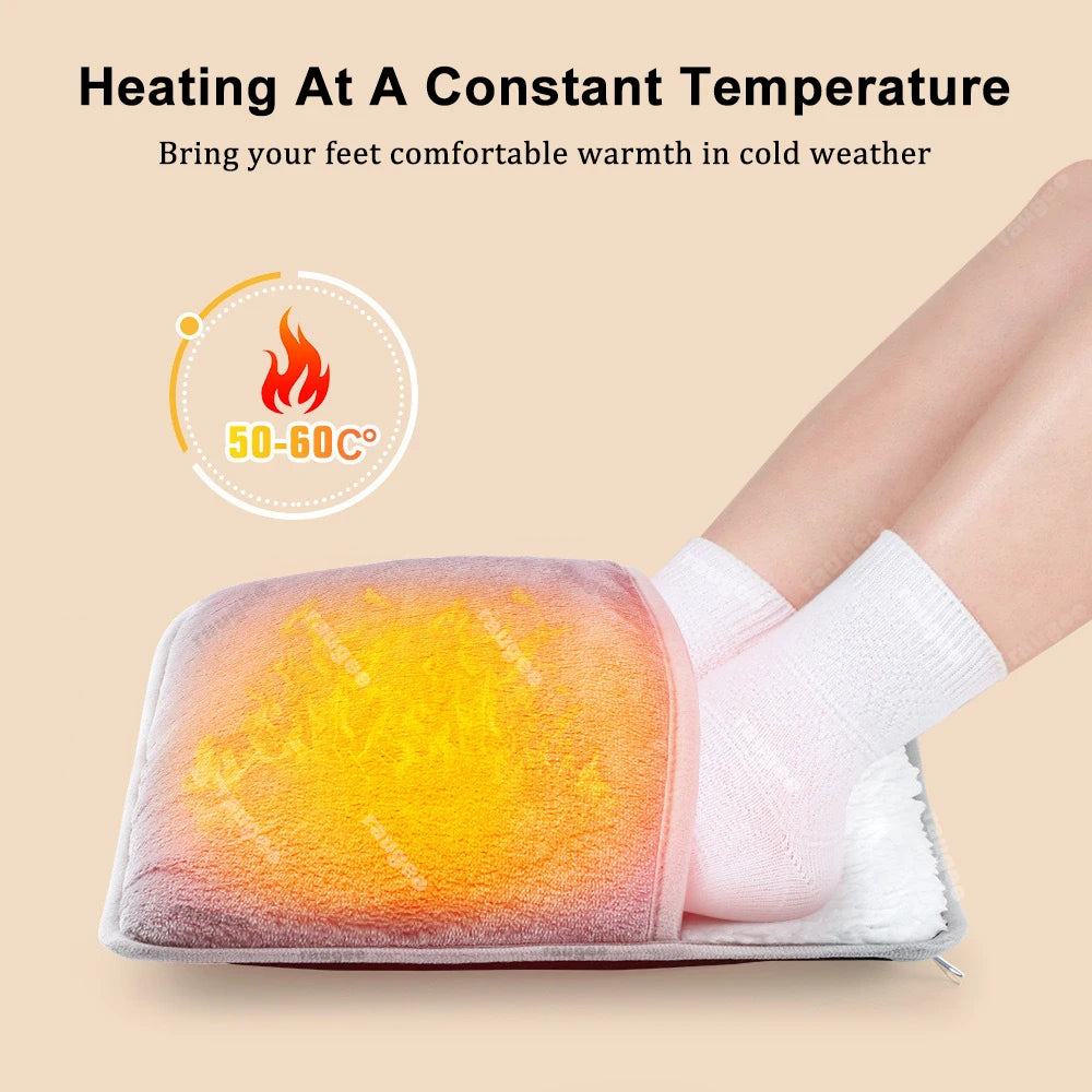 USB Heated Foot Warmer Soft Plush Electric Heating Pad for Cold Feet – Bedroom Office Desk Use Portable Cozy Winter Warming Slipper Pouch | Lonoma