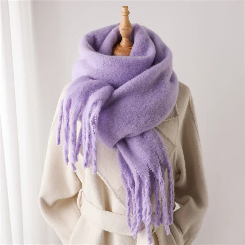 Oversized Blanket Wrap Shawl for Women – Soft Viscose-Polyester Blend with Decorative Fringed Ends – Cold Weather Layering Accessory | Lonoma