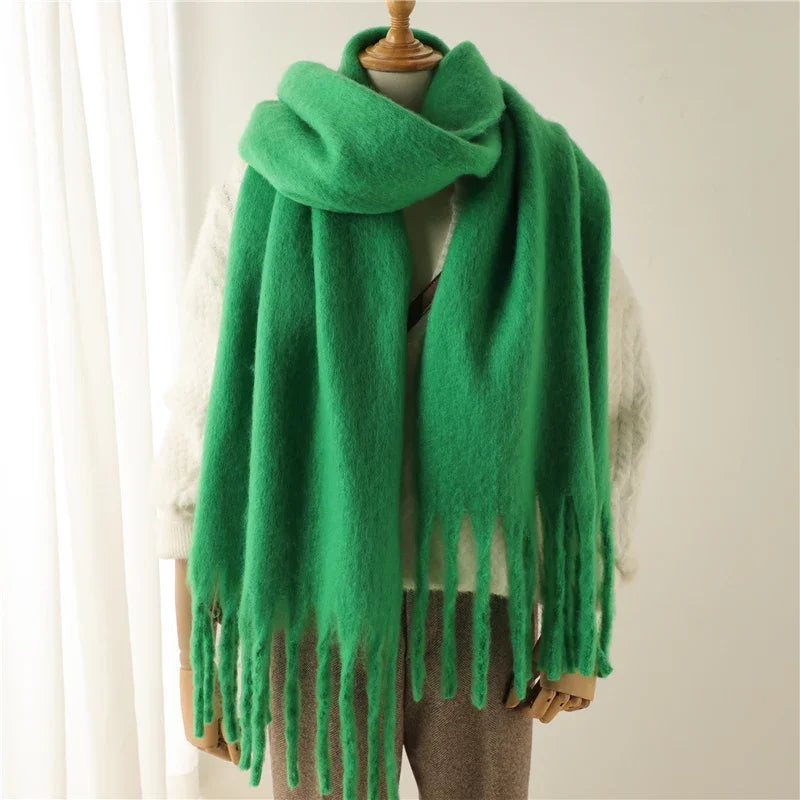 Oversized Blanket Wrap Shawl for Women – Soft Viscose-Polyester Blend with Decorative Fringed Ends – Cold Weather Layering Accessory | Lonoma