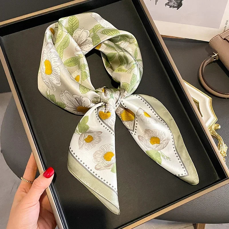 Square Silk Scarf for Women with Printed Design for Hair Neck or Handbag Accent Accessory | Lonoma