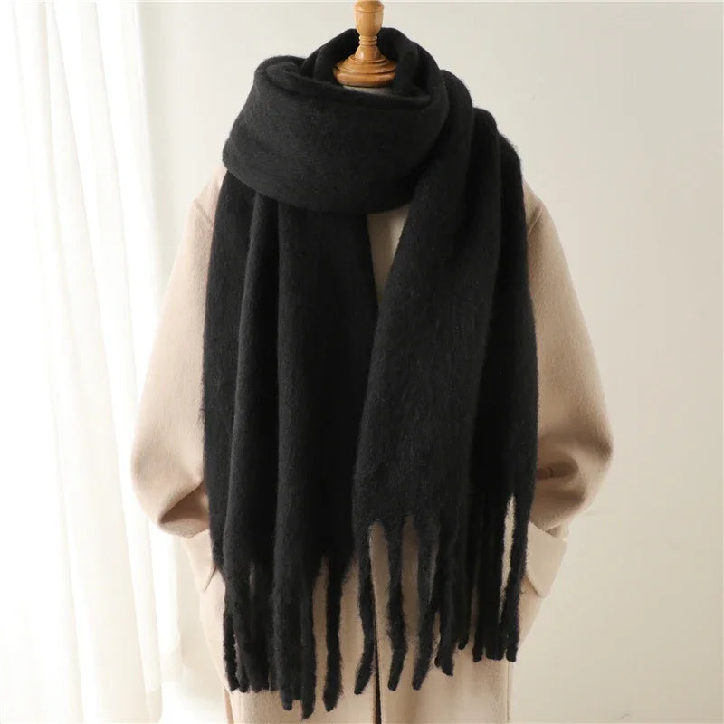 Oversized Tassel Wrap Shawl for Women – Soft Viscose Blend Blanket Scarf 94 x 15 Inches for Cold Weather | Lonoma