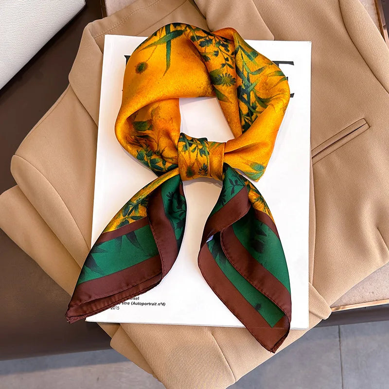 Printed Square Scarf 27.5 × 27.5 in Polyester Silk-Feel Headband Neck Wrap Hair Accessory for Women Spring Summer Fall Winter Versatile | Lonoma