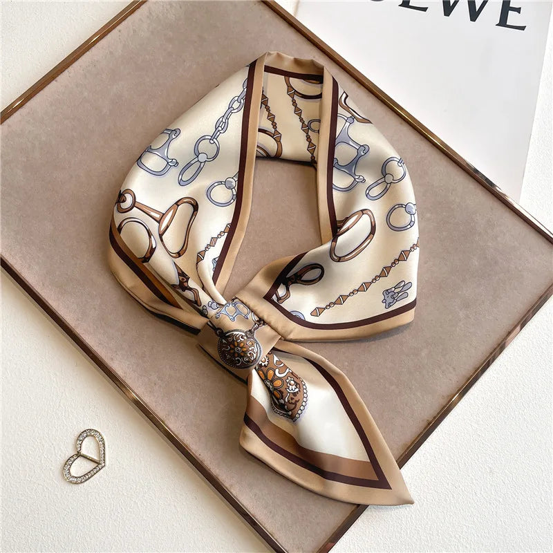 Satin Skinny Neck Scarf with Equestrian Print for Women – Versatile Hair Ribbon, Wrist Wrap, Bandana & Handbag Tie – 30 × 5 in Silky | Lonoma