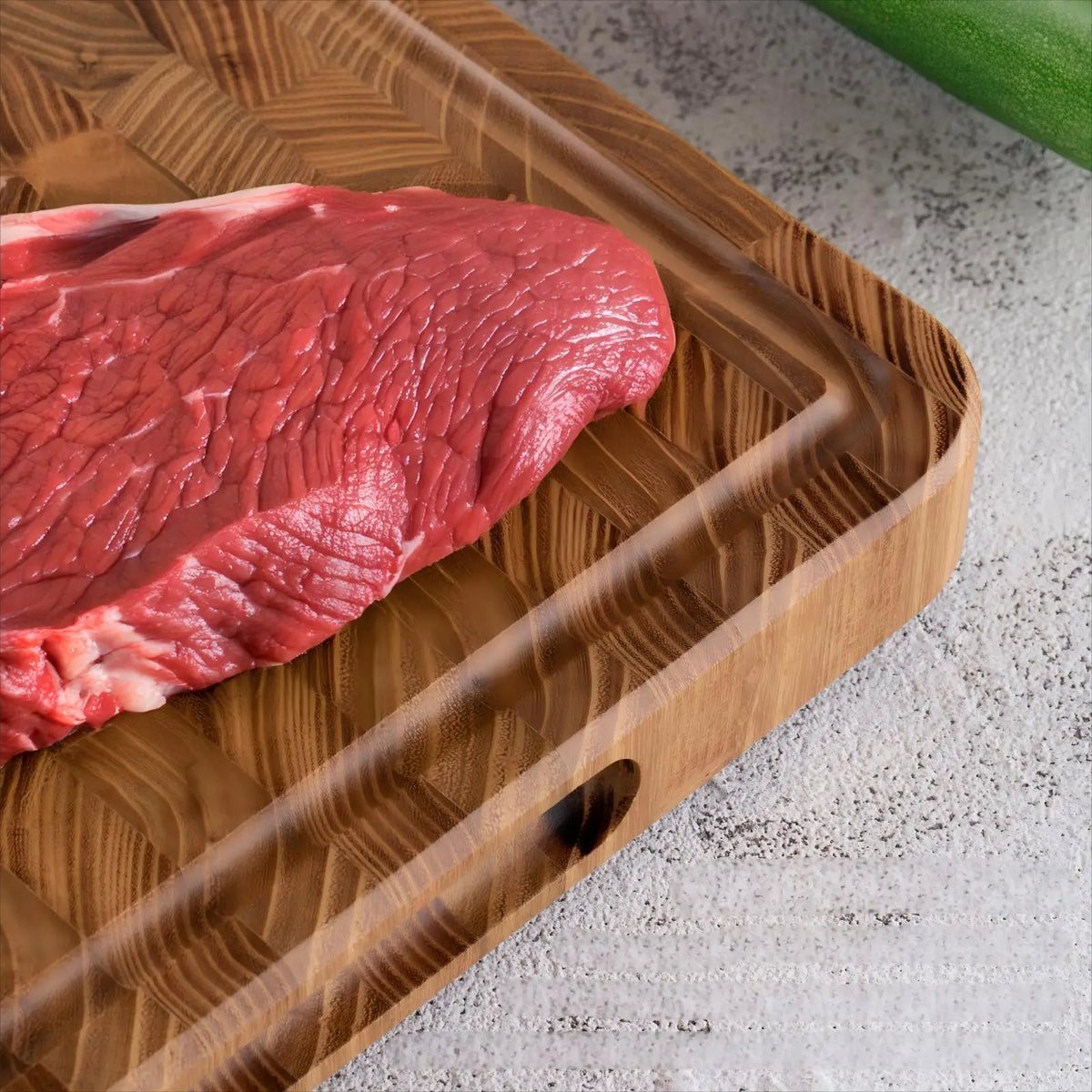 Teak Wood Cutting Board with Juice Groove and Handles for Kitchen Prep | Chopping Block for Meat Vegetables | Pre-Oiled End Grain Butcher | Lonoma