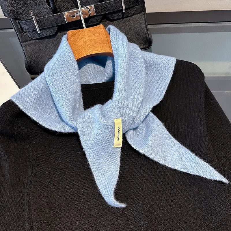 Soft Wool Triangle Scarf Women's Winter Wrap Shawl Solid Color Thick Knit Neck Warmer Cold Weather Pashmina for Daily Wear | Lonoma