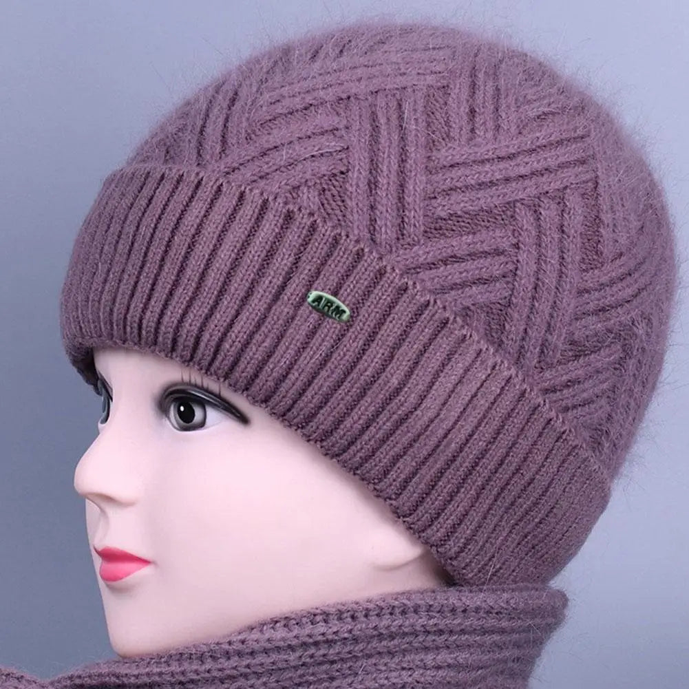 Fleece-Lined Knit Winter Hat for Women with Fold-Up Cuff & Ear Warmers for Cold Weather Outdoors Daily Wear | Lonoma