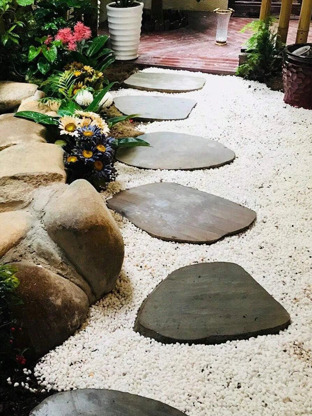 Natural White Stone Gravel for Garden Landscaping, Indoor Plants, Vase Filler | Small Polished Rocks for Succulents, Terrariums & Fairy | Lonoma