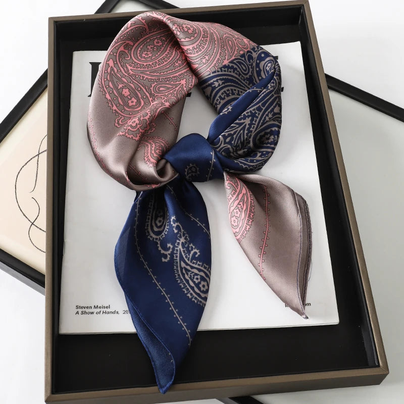 Printed Square Scarf 27.5 × 27.5 in Polyester Silk-Feel Headband Neck Wrap Hair Accessory for Women Spring Summer Fall Winter Versatile | Lonoma