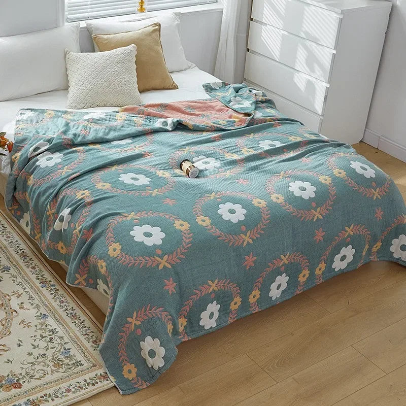 Cotton Woven Throw Blanket Lightweight Breathable Jacquard Coverlet for Couch Bedroom Spring Summer All-Season Bedding Throw | Lonoma