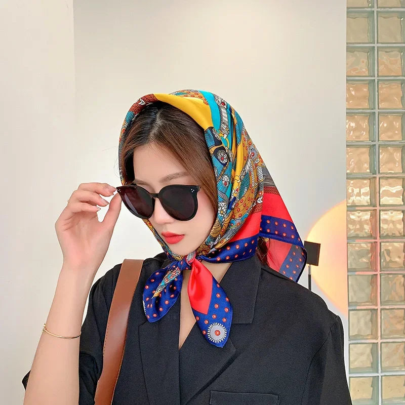Square Satin Scarf 27.5 Inch Equestrian Print Headwrap Neck Tie Hairband for Women Four Season Versatile Accessory | Lonoma